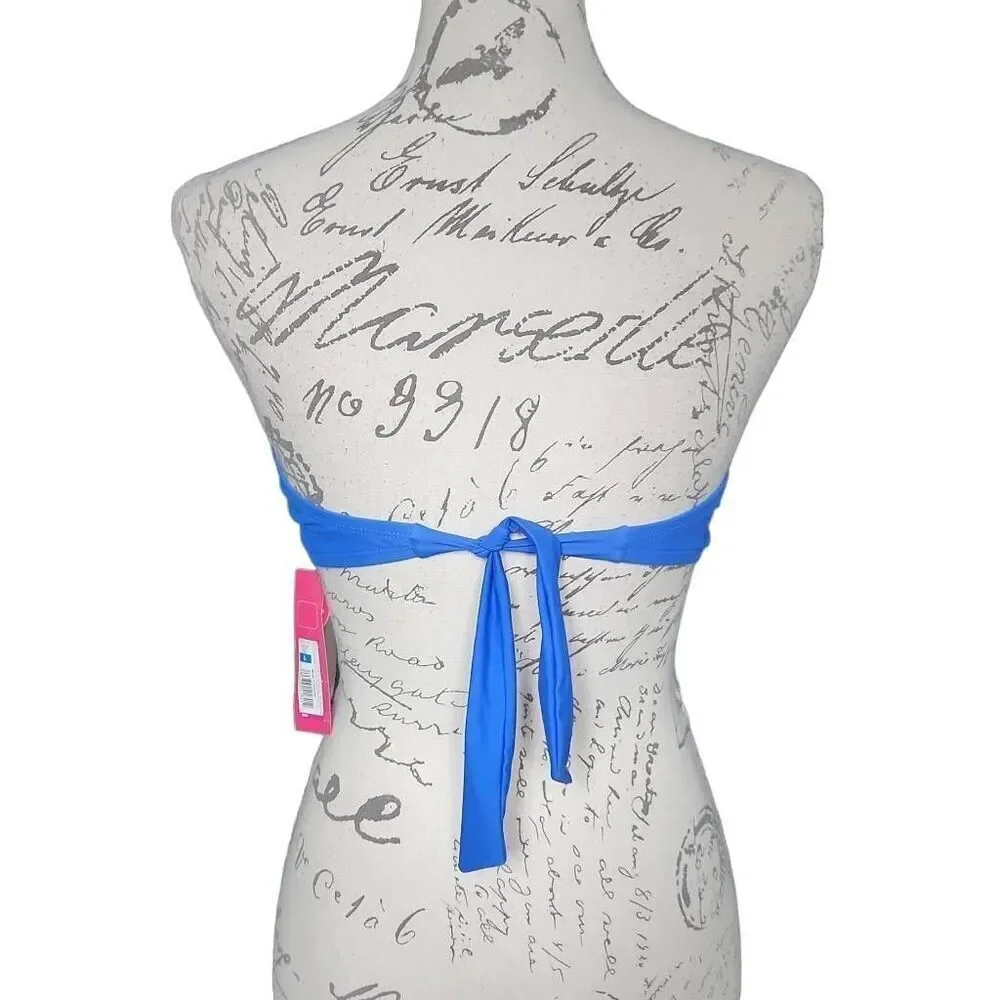 Xhilaration Women's Size Large Blue Silver Studs Underwire Push Up Bikini Top